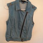 Forever 21  Sleeveless Asymmetric Zip Denim Vest Photo 1