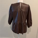 THML NWT  Chocolate brown Faux Leather Top Sz M Photo 1