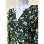 Vince Camuto Green Floral Print Long Sleeve Ruffle Hem Mini Dress Size L Photo 2