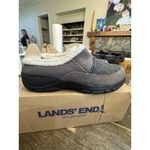 Lands' End  Suede‎ and Faux-Fur Clogs Gray Slippers Size 9 Photo 3