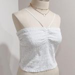 Madewell Lexi Crinkle Poplin Smocked Halter Crop Top White Size L Photo 4