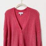 Michael Stars [] Pink Wool Blend Open Knit Cozy V-Neck Cardigan Sweater Sz Large Photo 2