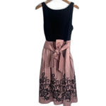 Slny Black & Pink Sequin Floral Formal Dress Deep V Back Fit & Flare Size 14 Photo 1