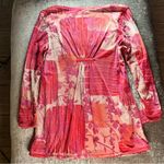 DKNY  top women’s size medium sheer pink floral long sleeve blouse VTG Y2K Photo 7
