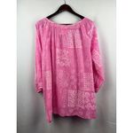 Women’s LulaLife 2X Bright Pink Edna Top with White Patterning Photo 2
