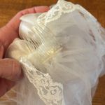 Elegant Cream Lace & Roses Bridal Veil White Photo 2