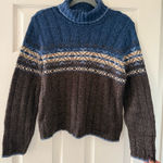 Fashion Bug Brown & Blue Nordic Style Mockneck Knit Sweater  Photo 0