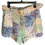 Rachel Zoe  100% Linen Colorful Patchwork Paisley Boho Hippie Shorts M #758 Photo 0