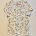 Sonoma  Cotton Blend Crewneck Short Sleeve T Shirt Cream Floral Womens Size M Photo 0