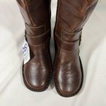 BORN VIRGINIA WOMANS TALL RIDING BOOT WIDE CALF W/BUCKLES SZ 7M VEGAN BROWN NEW Photo 2