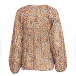 Warm NY Cotton Floral Print Long Sleeve Boho Peasant Blouse Top Size S Orange Photo 5