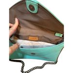 New! J.Crew Convertible Clutch Crossbody Leather Chain Strap Shoulder Bag Teal Blue Photo 2