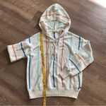 Roxy White Rainbow Hoodie Stripes Medium Hooded Sweatshirt Pullover Athleisure Photo 7