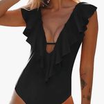 Sporlike Women One Piece Swimsuit V-Neck Ruffle Photo 0