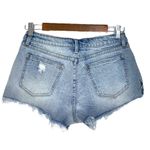 Angel Kiss Floral Embroidered Distressed Fray Hem Mid Rise Denim Shorts NWOT Photo 1