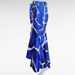 Venus  Blue & White Giraffe Belted Mermaid Tafetta Maxi Skirt Size 8 Photo 1