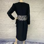 JACK Vintage 80s Bryan Black Chiffon Beaded Cocktail Party Dress M Photo 4