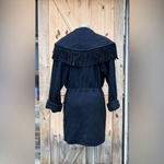 Vintage 80s Black Wool Suede Leather Fringe Concho Southwestern Coat~M~ Photo 5