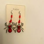 Spider Design With Red‎ Faux Zircon Inlaid Dangle Earrings Retro Goth Style Photo 7