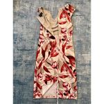 Connected Apparel Off White Taupe Red Floral Sleeveless Dress Size 4 Photo 1