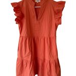 Entro  Flutter Sleeve V-Neck Tiered Mini Dress Cotton Orange Women's Size Medium Photo 0