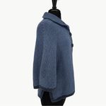 Vintage 80s Handmade Baby Alpaca Knit Cape Poncho Funnel Neck | Sz Medium | Blue Photo 11