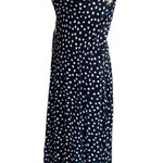 Vintage 1990s Maxi Dress Sleeveless Black White Polka Dot Print Cowl Neck Flowy Size 12 Photo 1