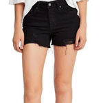 Free People  Sofia Distressed Black Denim Cutoff Jean Shorts Photo 0