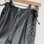 Missguided Black Moto Faux Leather Lace Up Hip Biker Straight Leg Pants Sz 6 Photo 4