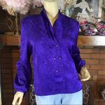 VINTAGE 1980'S PETITES BY ANN HILL PURPLE BROCADE BLOUSE (MP) Size undefined Photo 1
