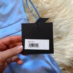 Mac Duggal IEENA FOR  One Shoulder Long Sleeve Satin Mini Dress In Periwinkle Photo 5