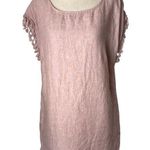 Antibes Blanc Dress Women Small Pink Linen Tassel Sleeve Shift Mini Lagenlook‎ Photo 0