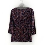 Tory Burch  S Top Stretch Low V Cut‎ Silk Blend  Easywear Navy Brown Blouse Tunic Photo 7