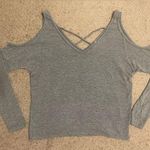 EXPRESS  Long-Sleeve Cut-Out Shoulder V-Neck Top Photo 0