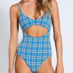 DEVON WINDSOR Blue Plaid One Piece Swimsuit XL 690 Photo 0
