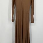 Vince Long Sleeve Draped Dress in Dark Taupe Large Photo 7