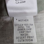 Mother Shaker Chop Crop Fray Pants Green Camo Print Linen Blend Pants Size 27 Photo 7