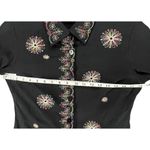 Silkland Y2K Shirt Women S Petite Black Silk Embroider Floral Button Up Boho Art Size undefined Photo 4