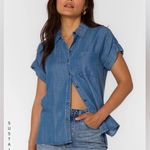 Velvet Heart Edison Shirt Chambray Button Up Short Sleeve Blue Pocket Small New Photo 1