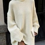 Commense Turtleneck Sweater Dress White Size M Photo 0