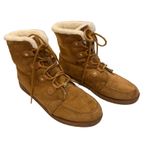 Bebe  Leyila Brown Suede & Faux Fur Lined Ankle Boots/ Lace Up, Comfort‎ EUC 10 Photo 1