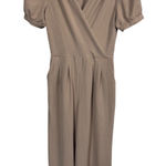 Monteau  Los Angeles Taupe Puff Sleeve Surplice‎ Jumpsuit Pockets Women's Small Photo 0