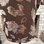 Vintage Collezioni Italy Velvet Burnout Semi Sheer Silk Top Medium Leaves Brown‎ Brown Photo 8