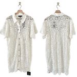 Lulus  Day Off Darling White Crochet Short Sleeve Shirt Dress Sz XL NWT Photo 6