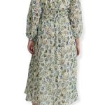 SPRING Cottage Core Ocean Long Flowy Green/Blue Floral Sheer Dress Women’s 4 MNG Green Photo 4