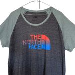 The North Face  Womens XL Raglan T Shirt Gray Blue Red Logo Outdoor Casual Photo 2