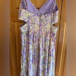 ASTR šø the Label Pleated Twist Bust Cutout Midi Dress Purple&Yellow Floral Print Photo 7