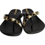 Ipanema Black & Gold Charm Imperial Sandals 6 Women's Flat Flip Flops Slides Photo 3