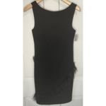 Harper Rose Solid Black Sleeveless Faux Feather Fringe Sheath Dress Size 4 Photo 4