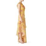 AMUR Vi yellow floral ruffle one shoulder gown 4 Photo 2